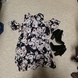 Cold shoulder floral dress